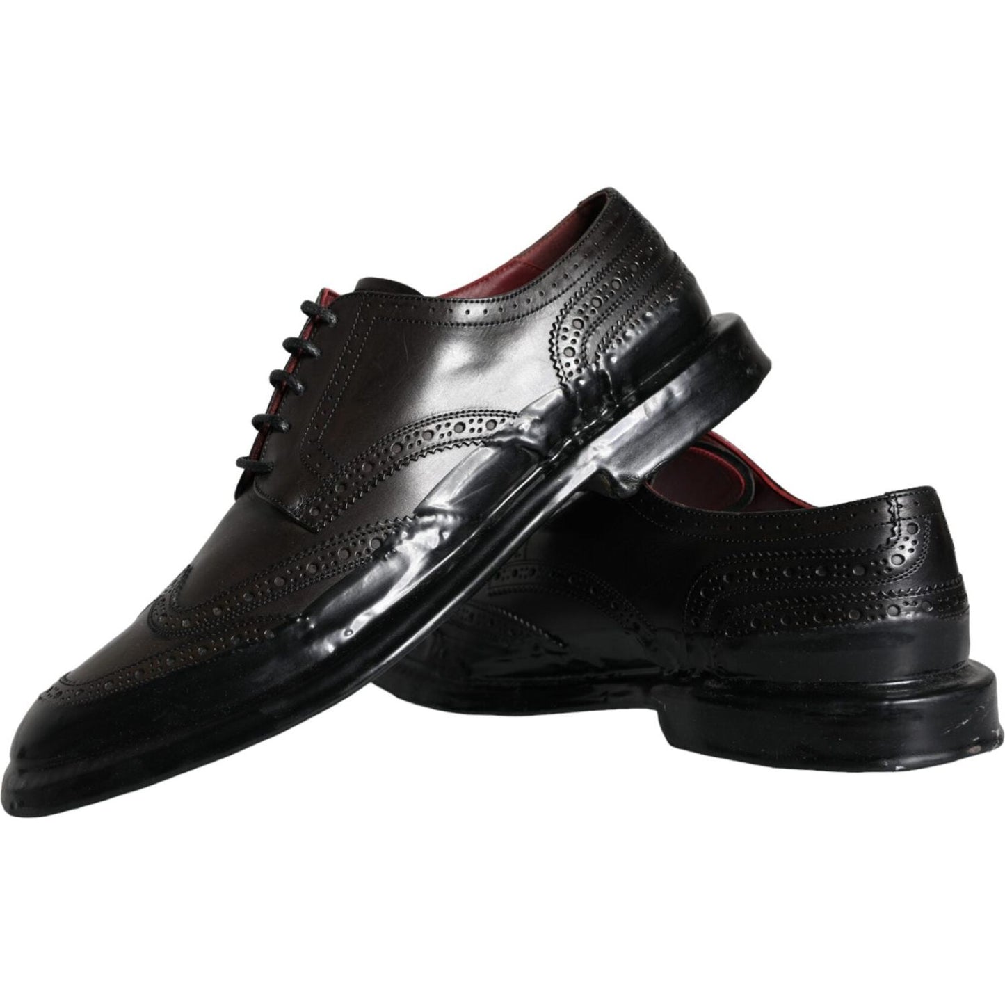 Dolce & Gabbana Black Leather Oxford Wingtip Formal Men Shoes Dolce & Gabbana