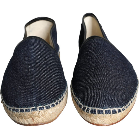 Dolce & Gabbana Blue Denim Cotton Leather Espadrilles Shoes Dolce & Gabbana