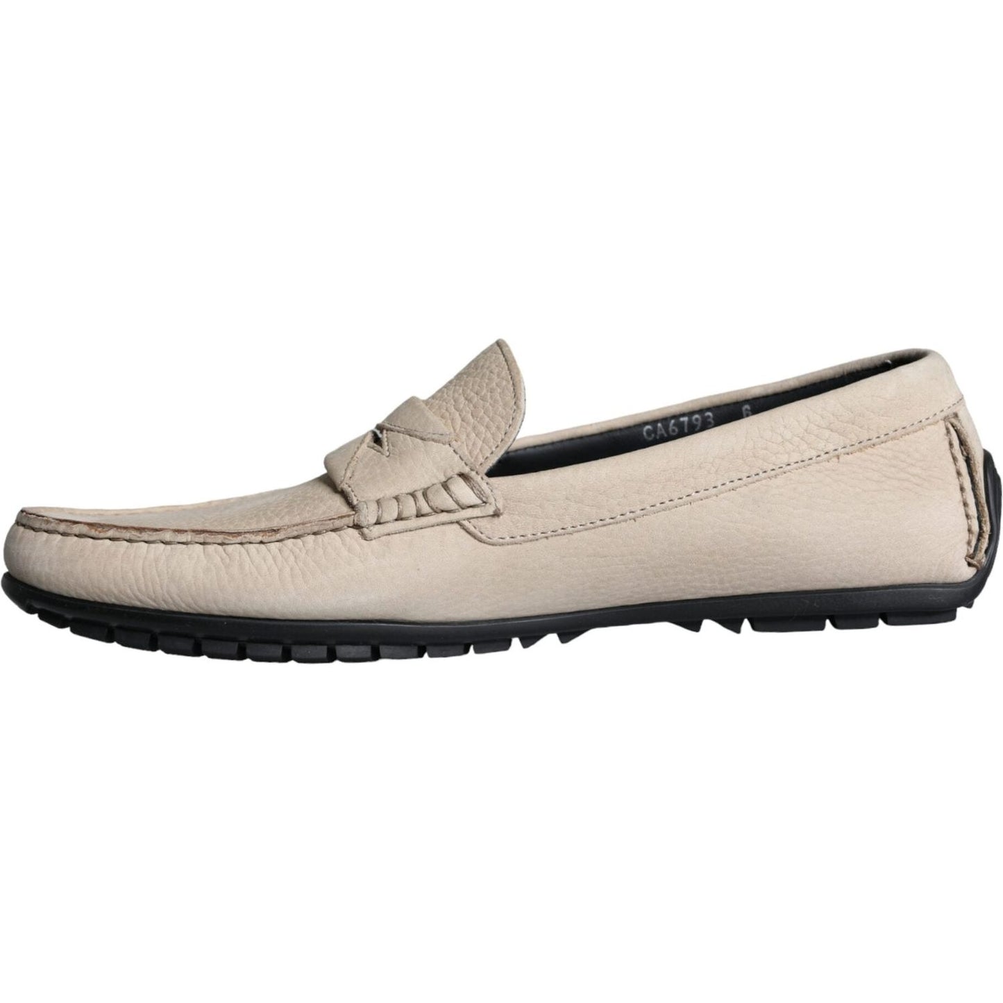 Dolce & Gabbana Beige Leather Slip Mocassin Loafers Men Shoes Dolce & Gabbana