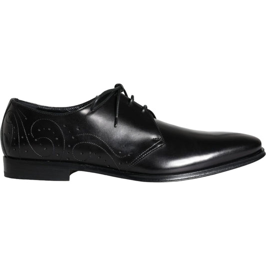 Dolce & Gabbana Black Calfskin Leather Derby Men Dress Shoes Dolce & Gabbana