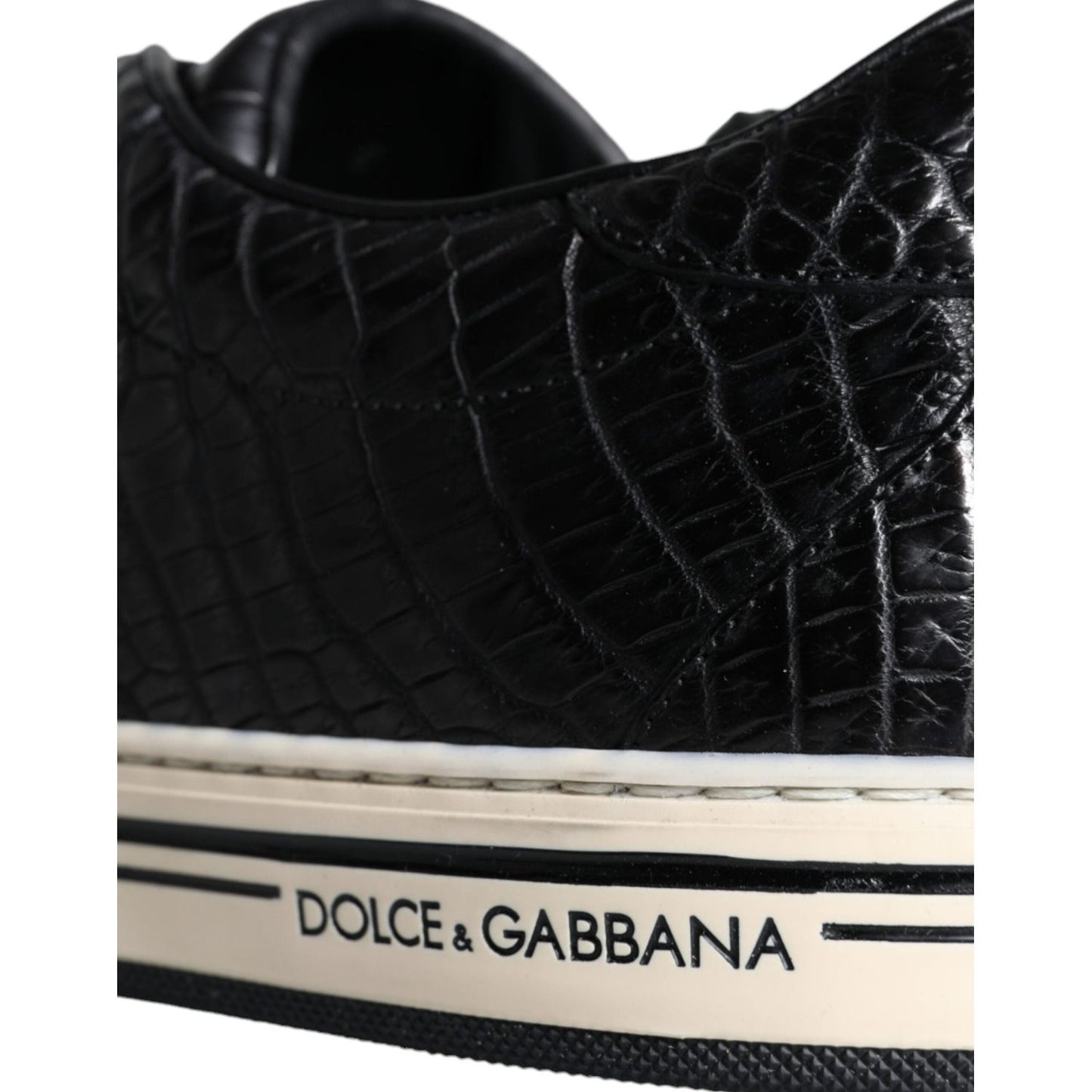 Dolce & Gabbana Black Leather Men Low Top Sneakers Shoes Dolce & Gabbana