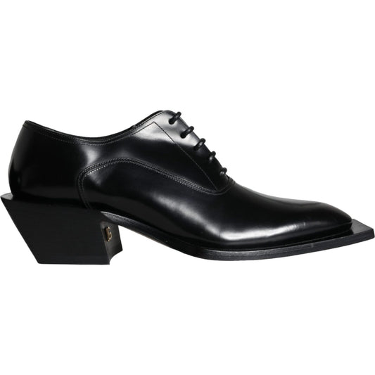 Dolce & Gabbana Black Calfskin Leather Derby Dress Men Shoes Dolce & Gabbana