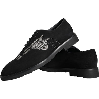 Dolce & Gabbana Black Suede Sicilia Lace Up Formal Shoes