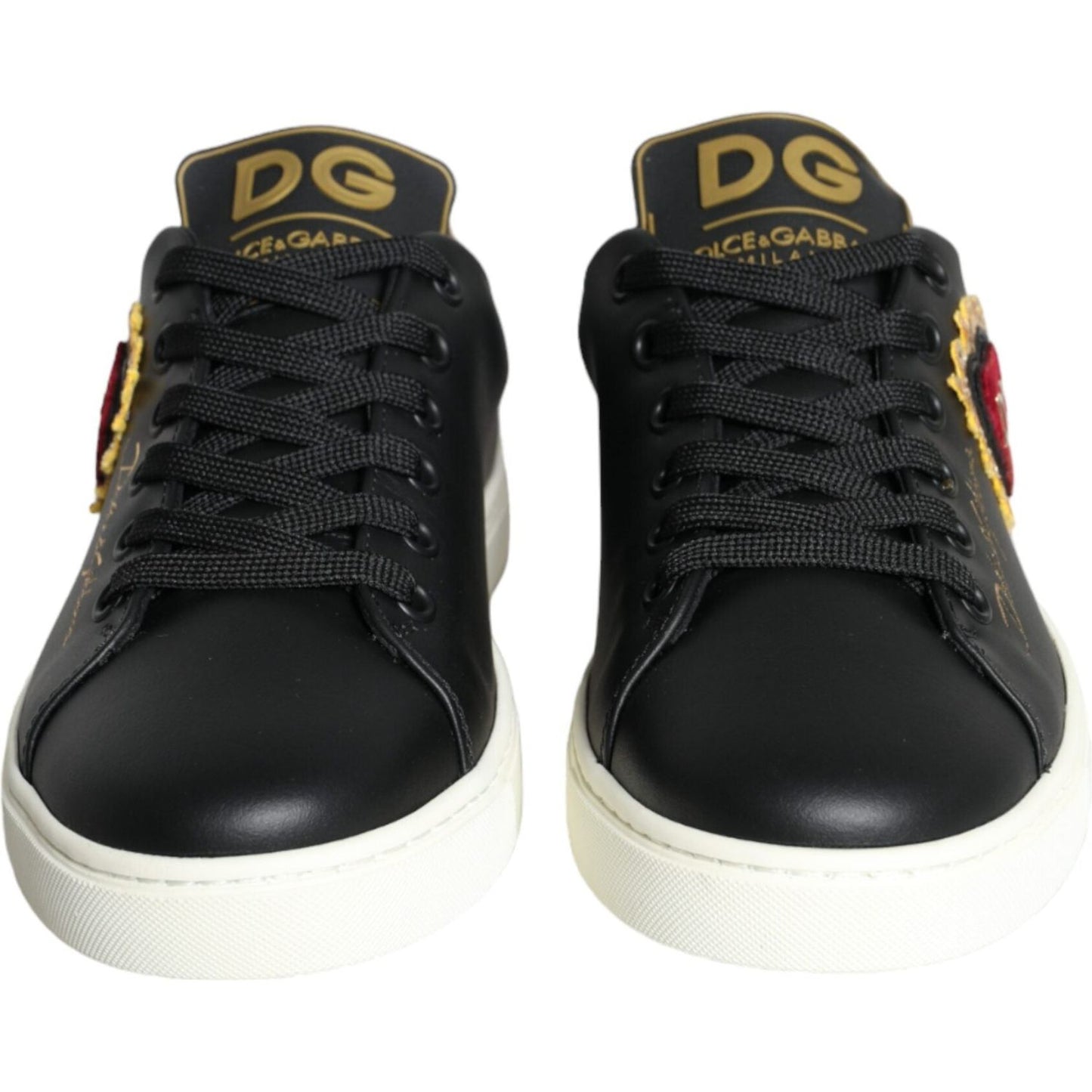 Dolce & Gabbana Black Portofino Sacred Heart Sneakers Shoes Dolce & Gabbana