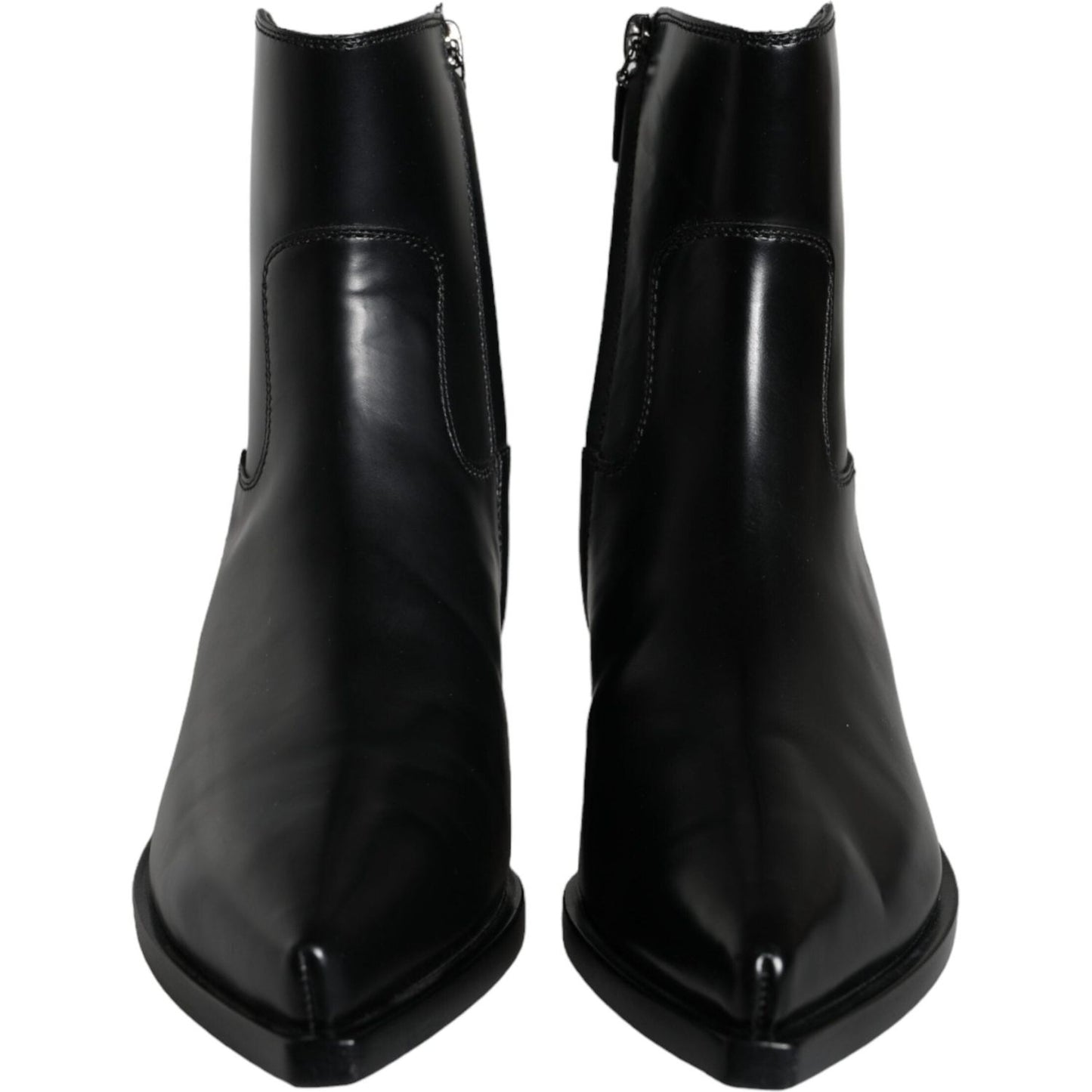 Dolce & Gabbana Black Leather Ankle Boots Booties Shoes Dolce & Gabbana