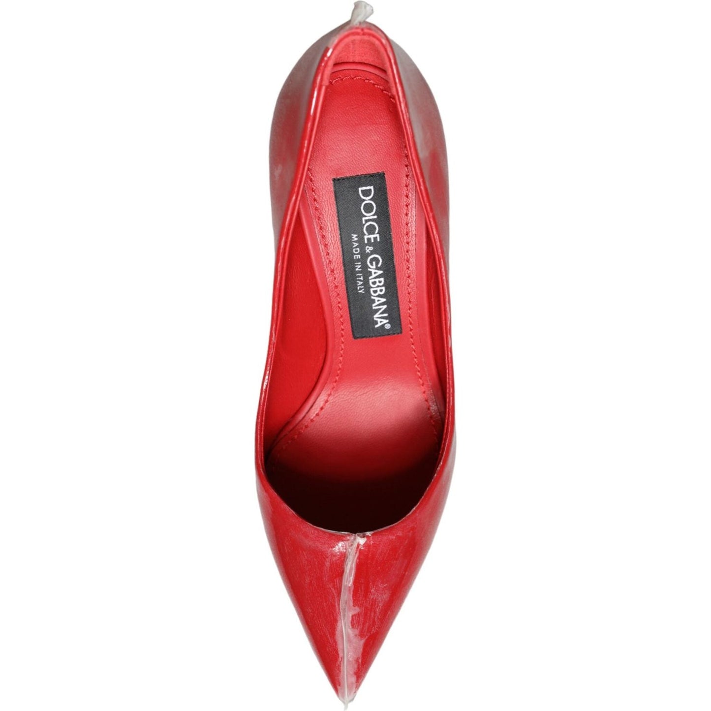 Dolce & Gabbana Red Patent Leather Faux Pearl Heels Pumps Shoes Dolce & Gabbana