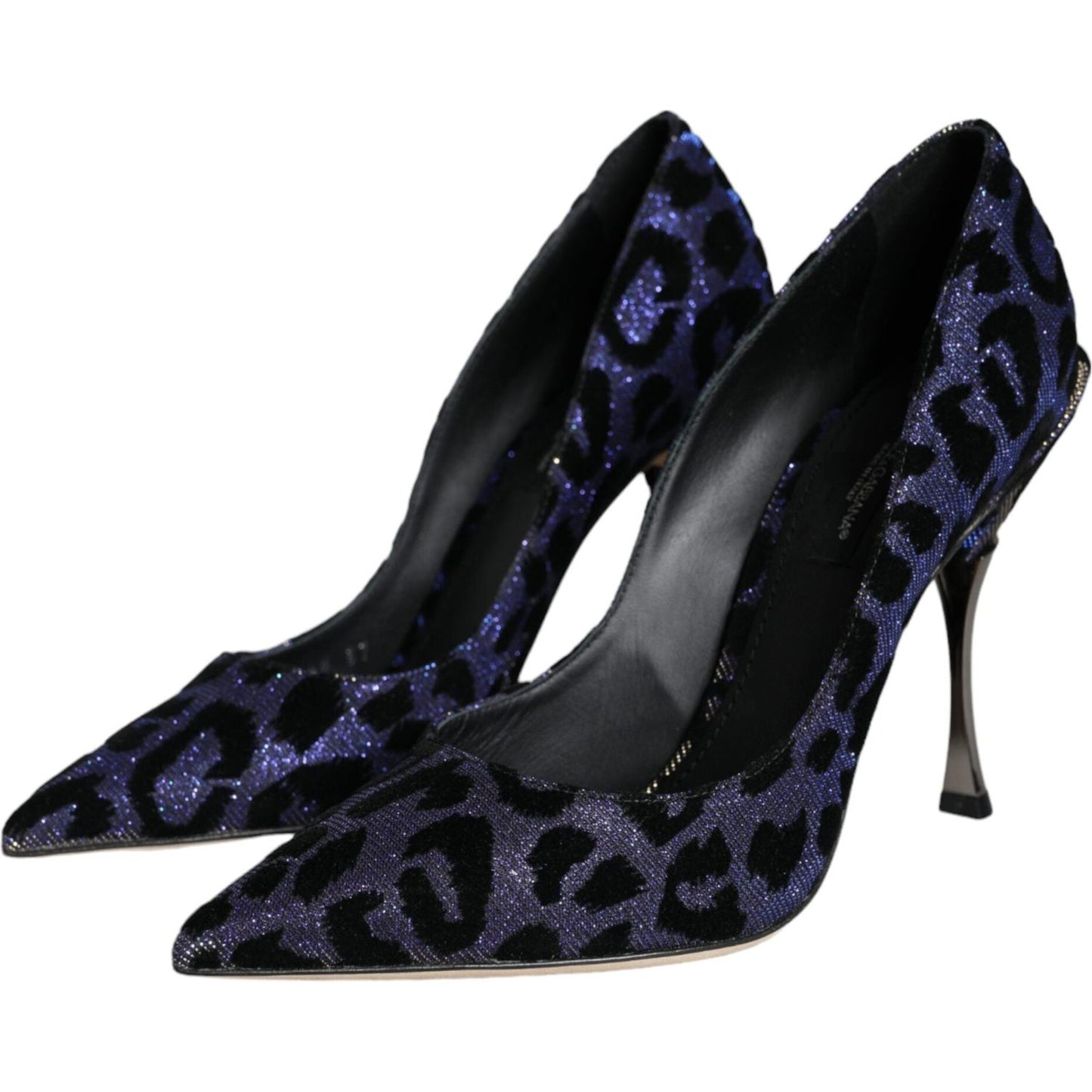 Dolce & Gabbana Dark Blue Leopard Lurex Heels Pumps Shoes