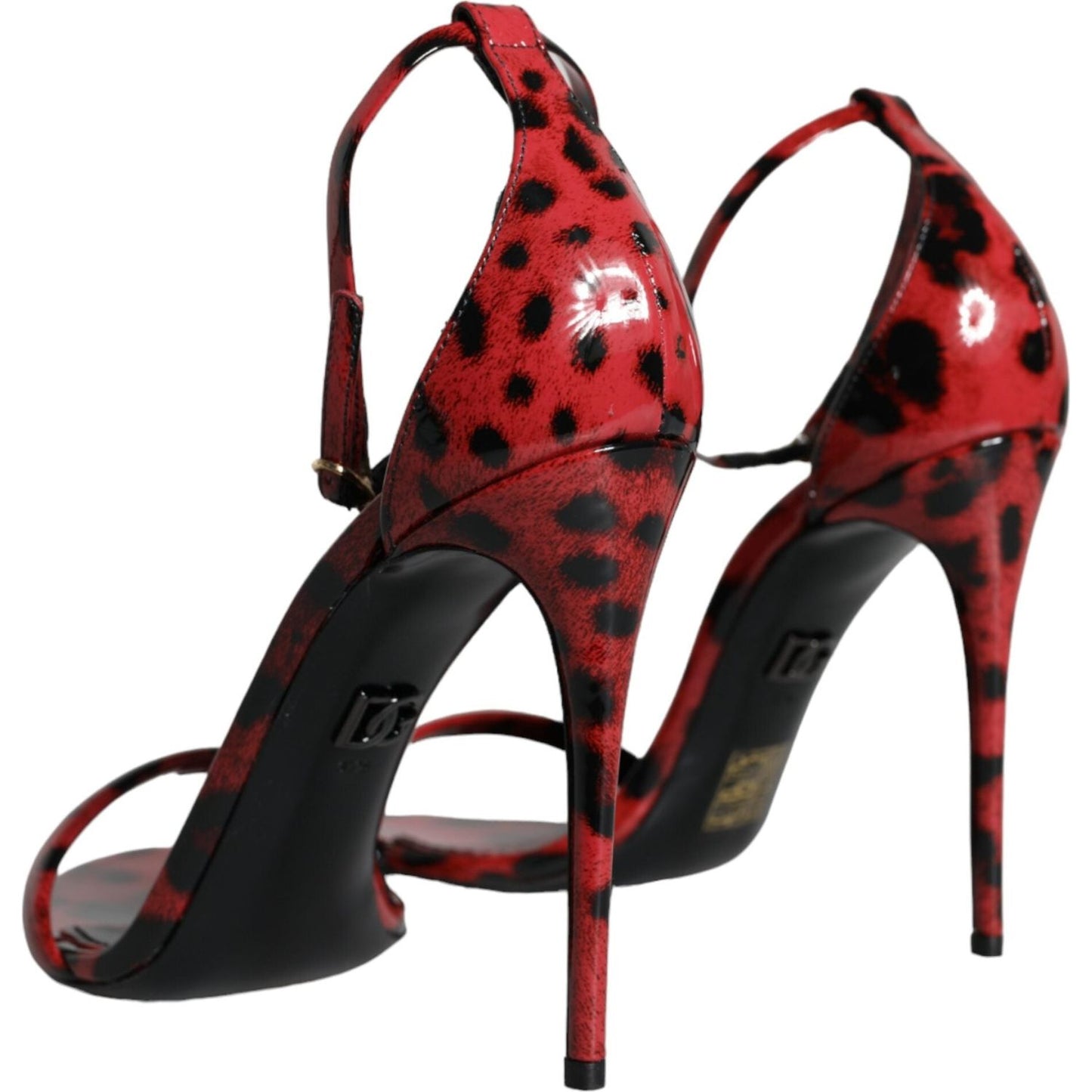 Dolce & Gabbana Red Leopard Leather Ankle Strap Keira Sandals Shoes Dolce & Gabbana