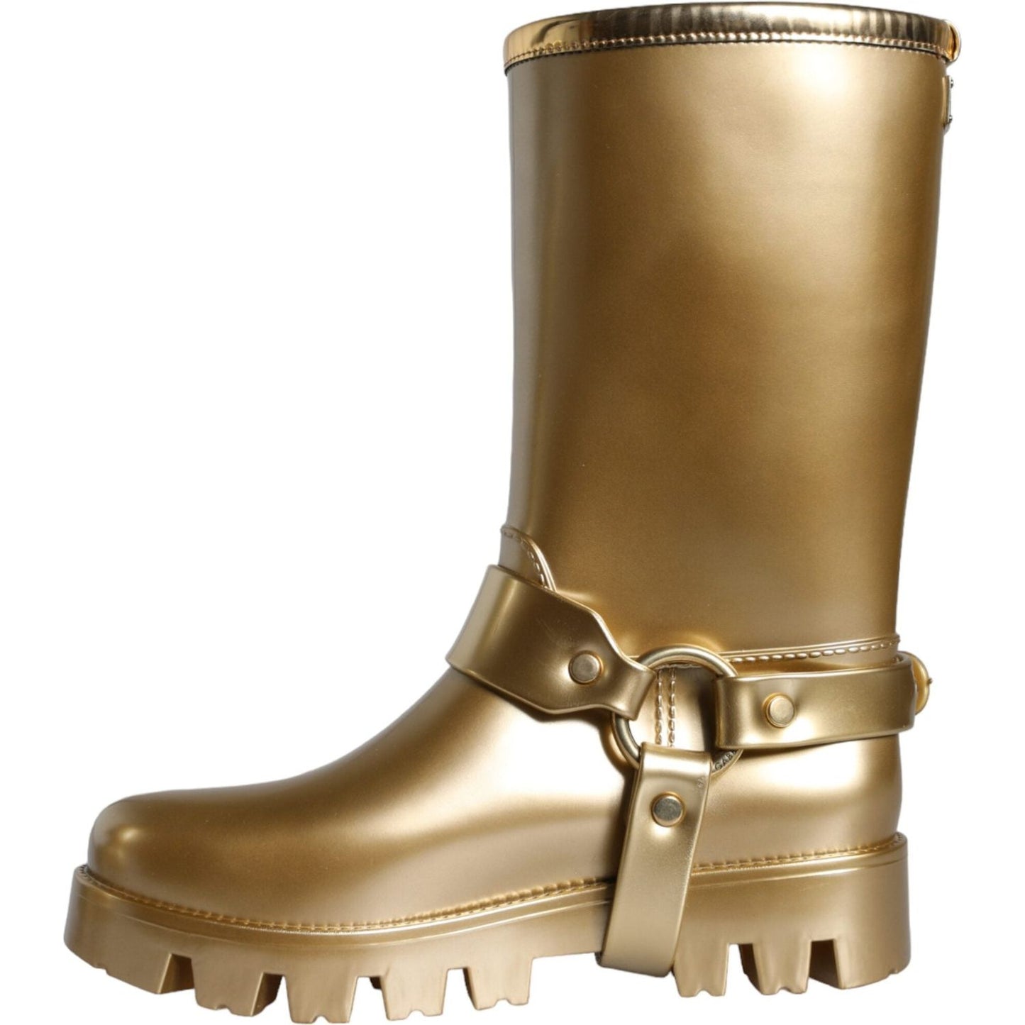 Dolce & Gabbana Metallic Gold Rubber PVC Rain Boots Shoes Dolce & Gabbana