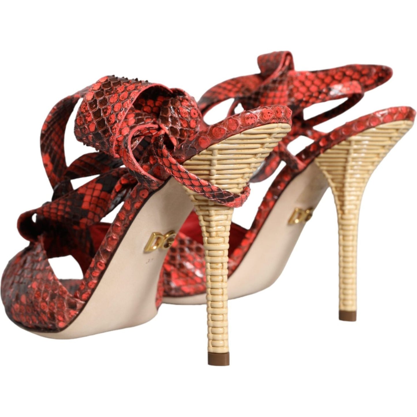 Dolce & Gabbana Coral Exotic Leather Heels Sandals Shoes Dolce & Gabbana