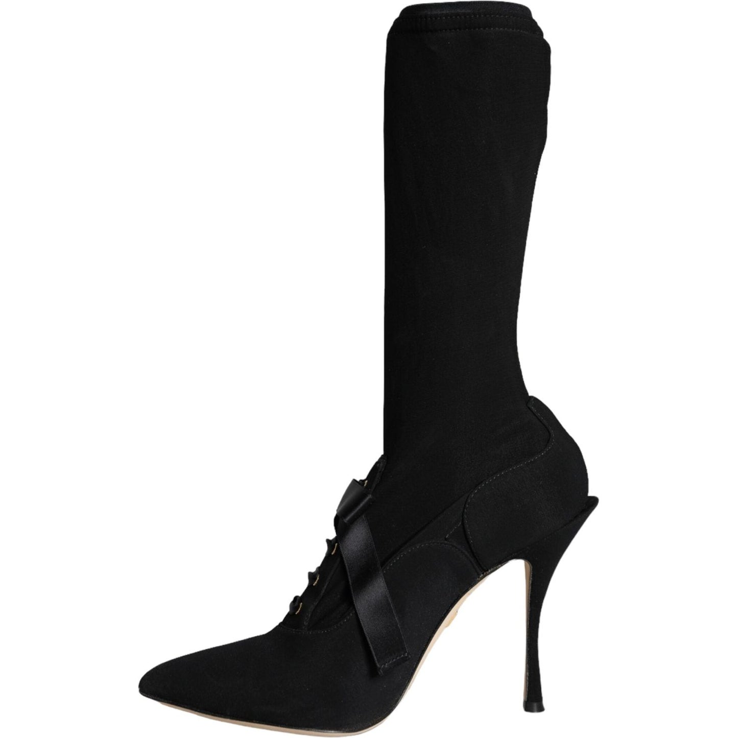 Dolce & Gabbana Black Stiletto Heels Mid Calf Boots Shoes Dolce & Gabbana