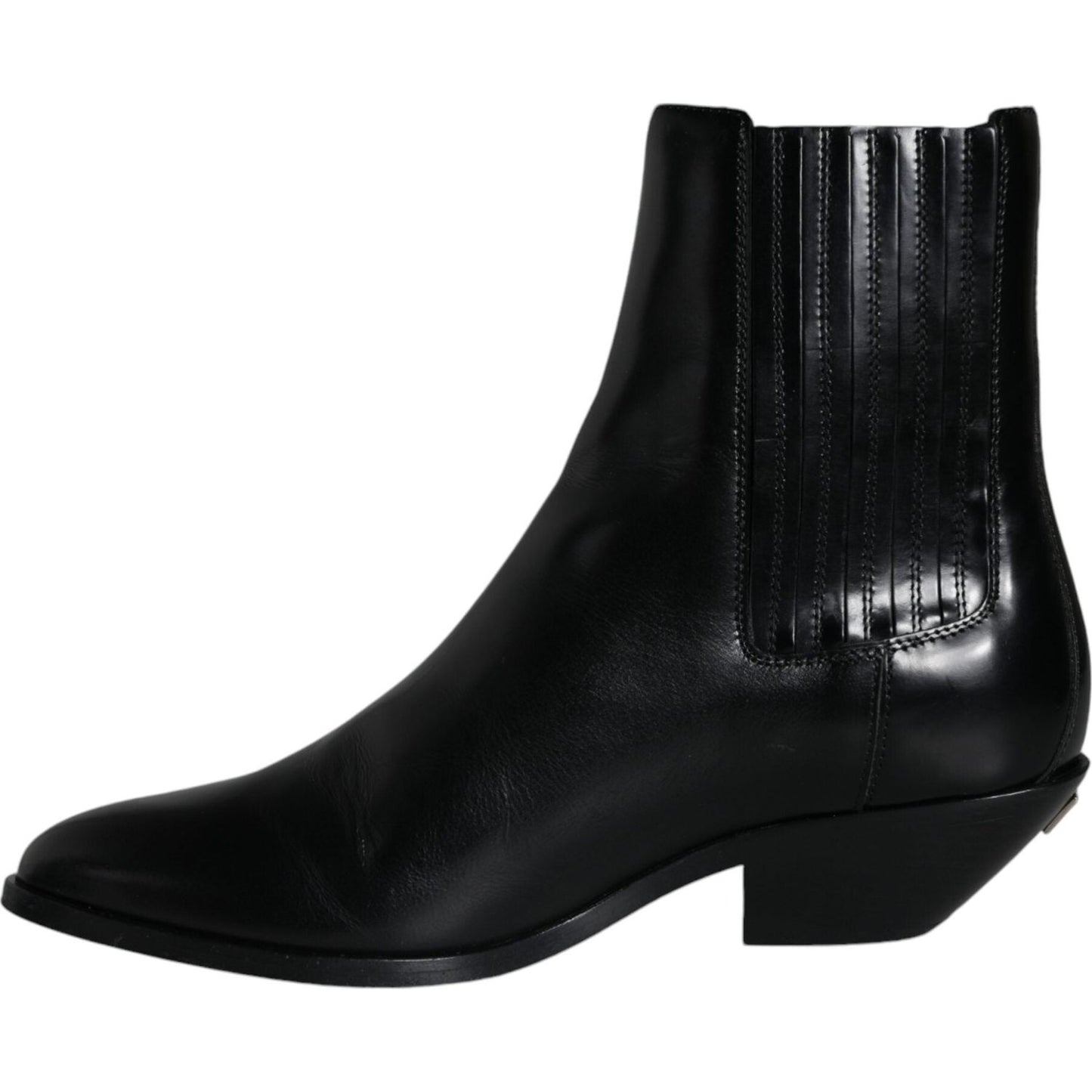 Dolce & Gabbana Black Leather Ankle Boots Booties Shoes Dolce & Gabbana