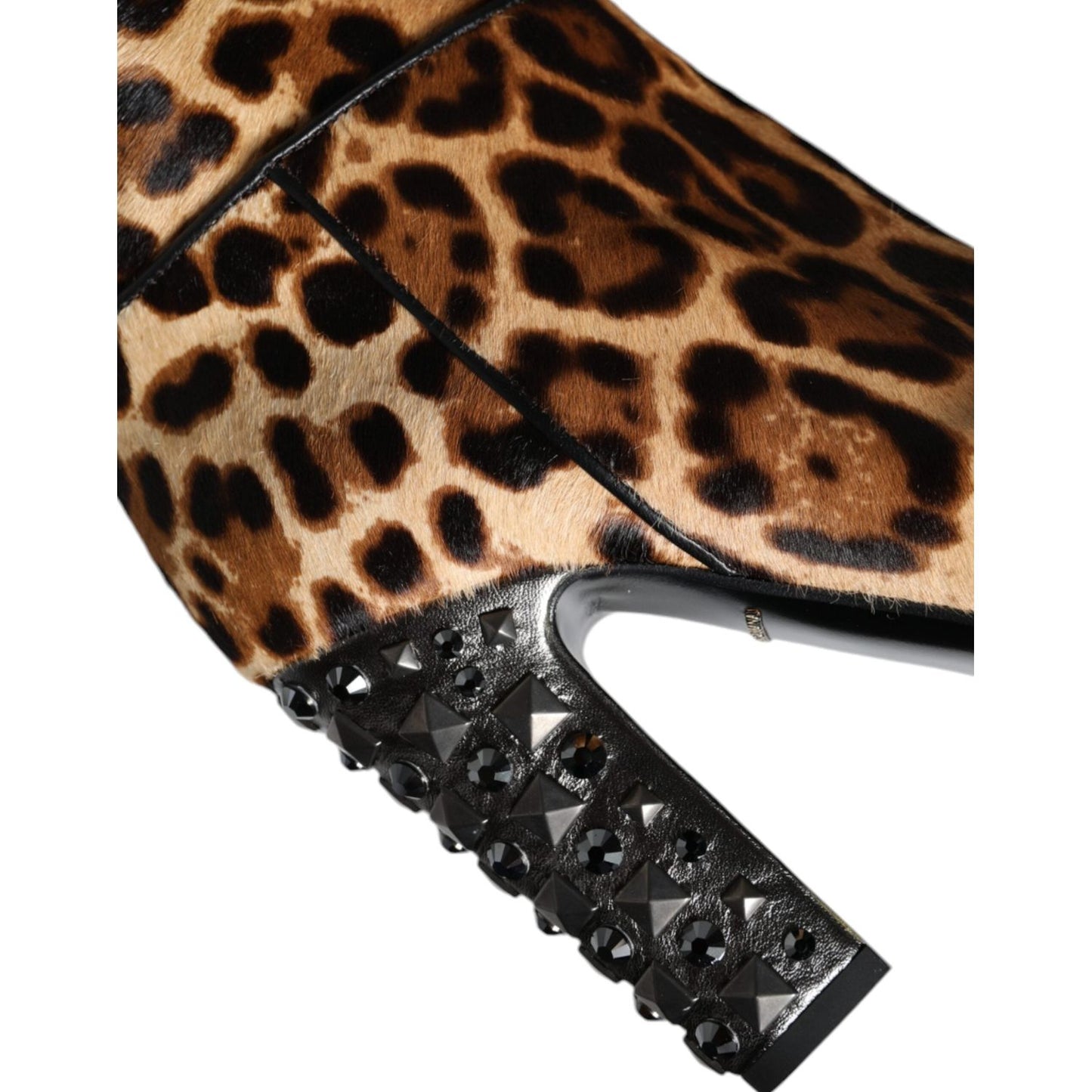 Dolce & Gabbana Beige Black Leopard Knee High Boots Shoes Dolce & Gabbana