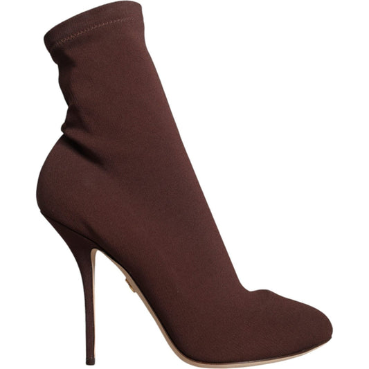 Dolce & Gabbana Brown Stiletto Heels Socks Ankle Boots Shoes Dolce & Gabbana