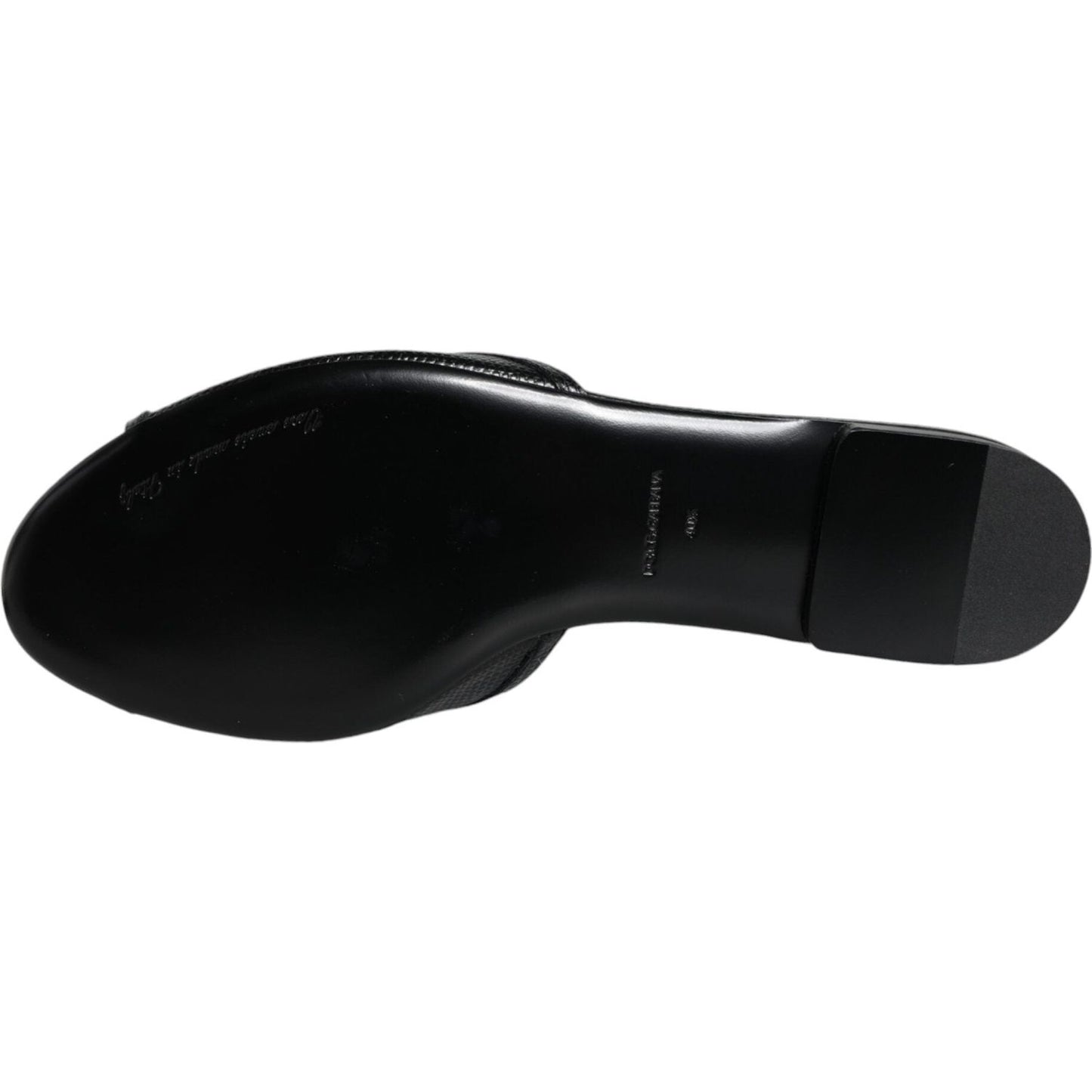 Dolce & Gabbana Black DG Amore Leather Slip On Flats Shoes Dolce & Gabbana