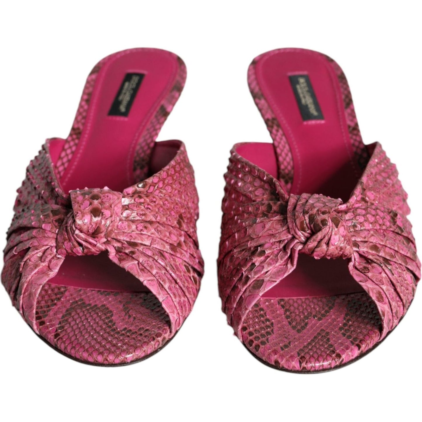 Dolce & Gabbana Pink Python Leather Kitten Heels Slides Shoes Dolce & Gabbana