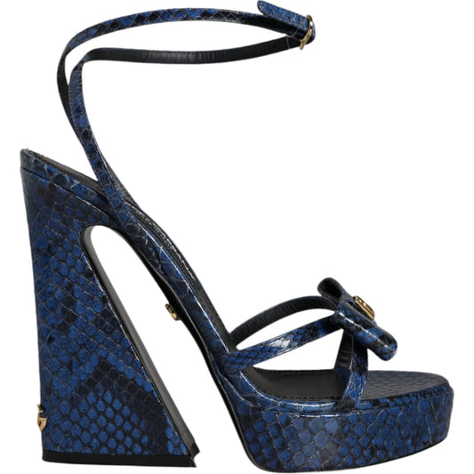 Dolce & Gabbana Blue Leather Ankle Strap Heels Sandals Shoes Dolce & Gabbana