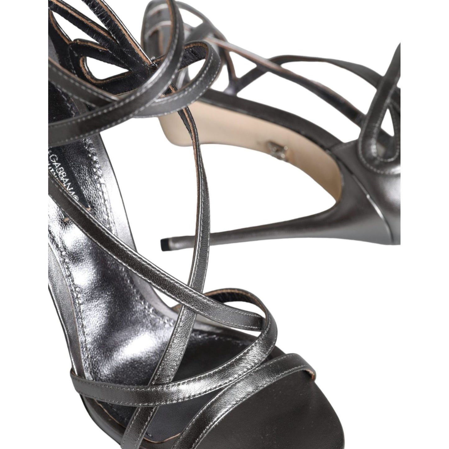 Dolce & Gabbana Silver Keira Leather Heels Sandals Shoes Dolce & Gabbana