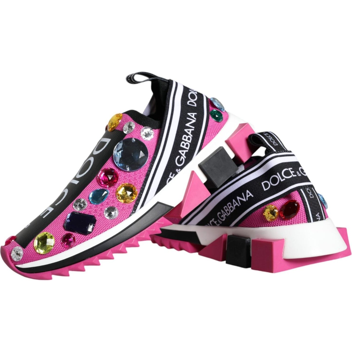 Dolce & Gabbana Pink Sorrento Crystals Low Top Sneakers Shoes Dolce & Gabbana