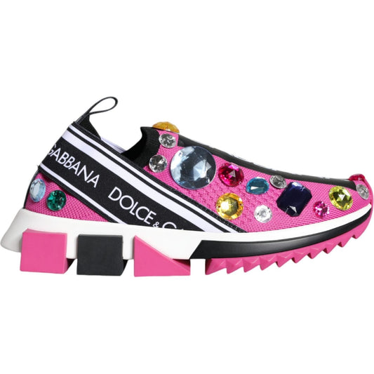 Dolce & Gabbana Pink Sorrento Crystals Low Top Sneakers Shoes Dolce & Gabbana