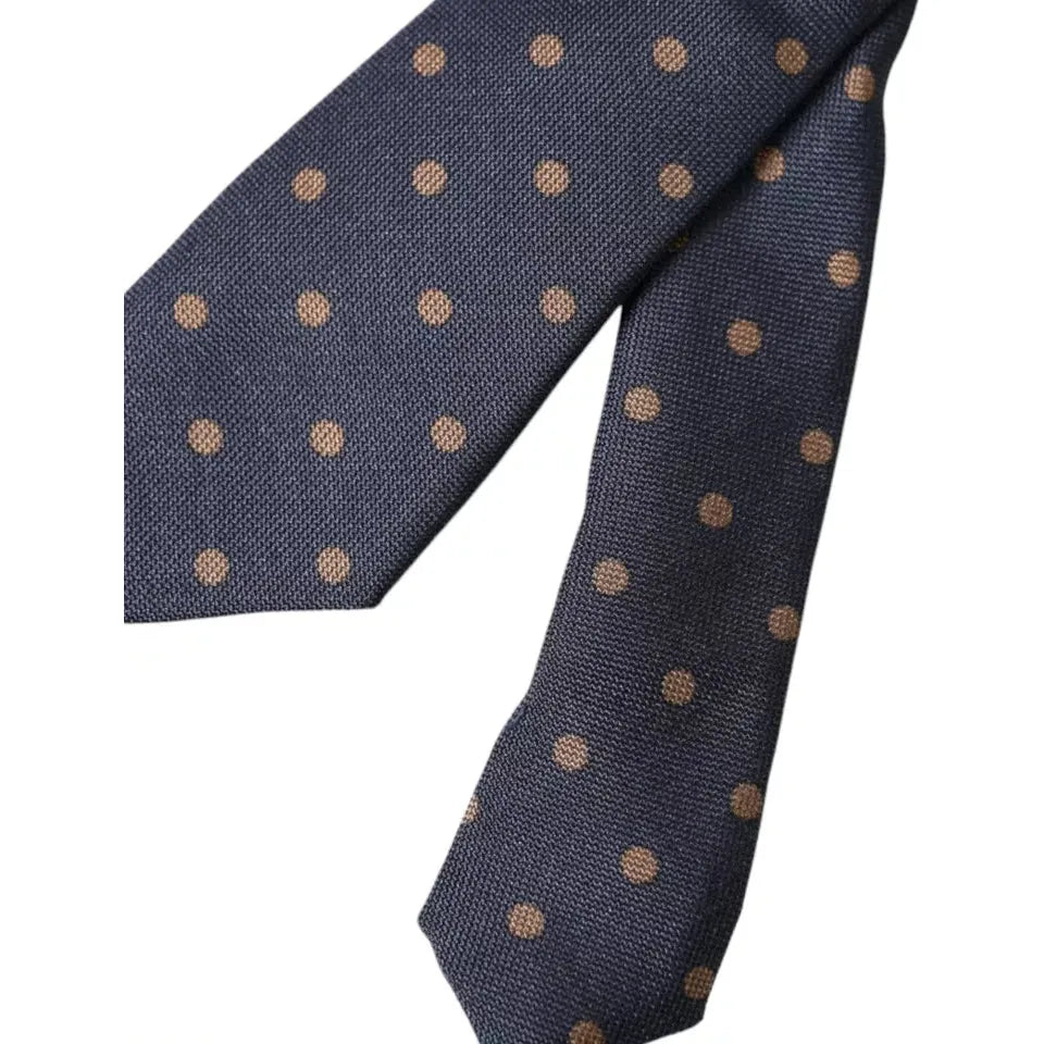 Dolce & Gabbana Black Dotted Fantasy Silk Adjustable Men Tie Dolce & Gabbana