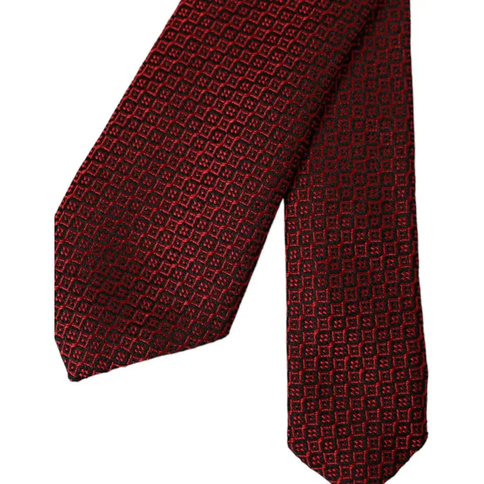 Dolce & Gabbana Red Patterned 100% Silk Adjustable Men Tie Dolce & Gabbana