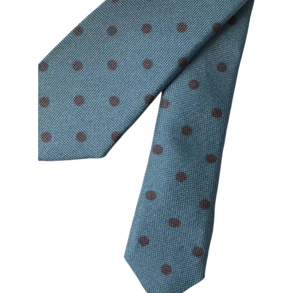 Dolce & Gabbana Green Black Polka Dot Silk Adjustable Men Tie Dolce & Gabbana