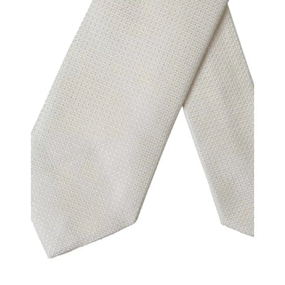 Dolce & Gabbana Off White Patterned Silk Classic Adjustable Tie