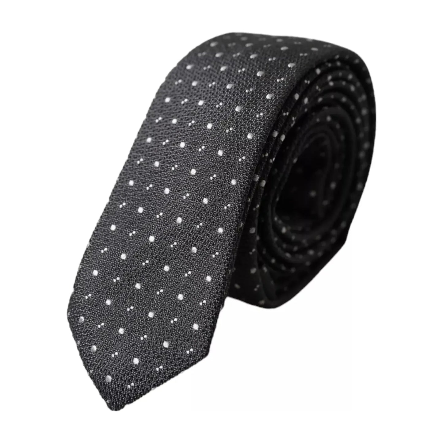 Dolce & Gabbana Black Polka Dot Silk Adjustable Men Tie Dolce & Gabbana