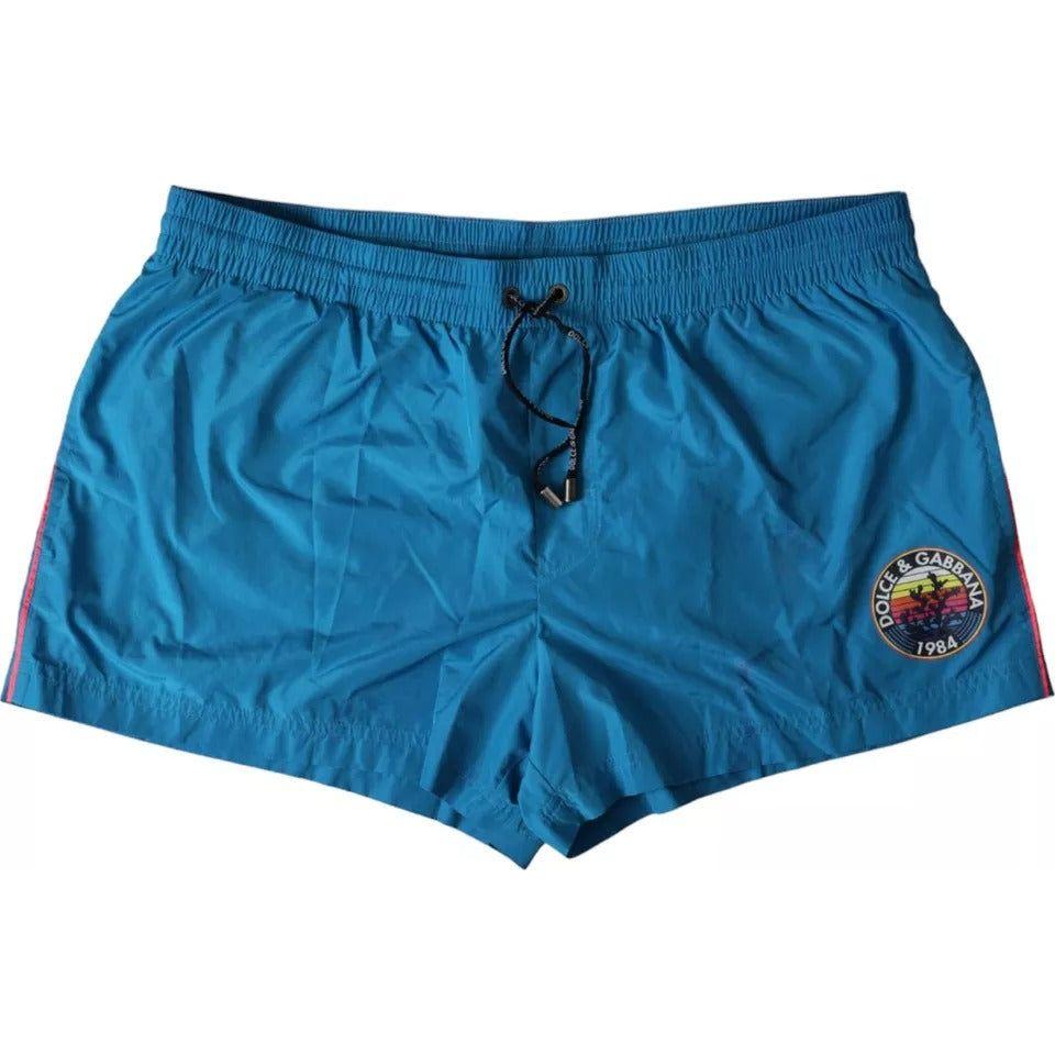 Dolce & Gabbana Turquoise DG Logo Beachwear Shorts Swimwear Men Dolce & Gabbana