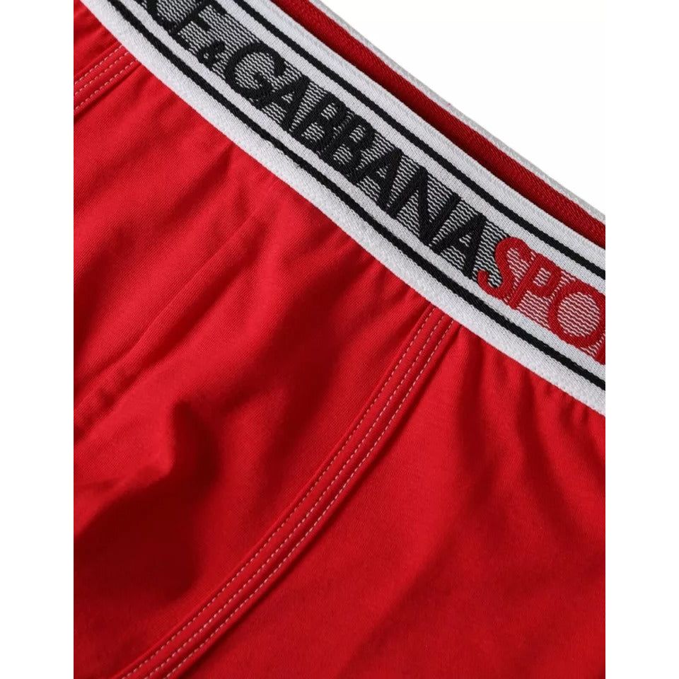 Dolce & Gabbana Red Cotton Stretch Regular Boxer Shorts Underwear Dolce & Gabbana