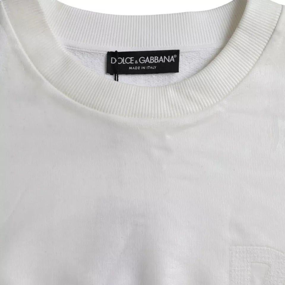 Dolce & Gabbana White Cotton Crew Neck Sweatshirt Sweater Dolce & Gabbana