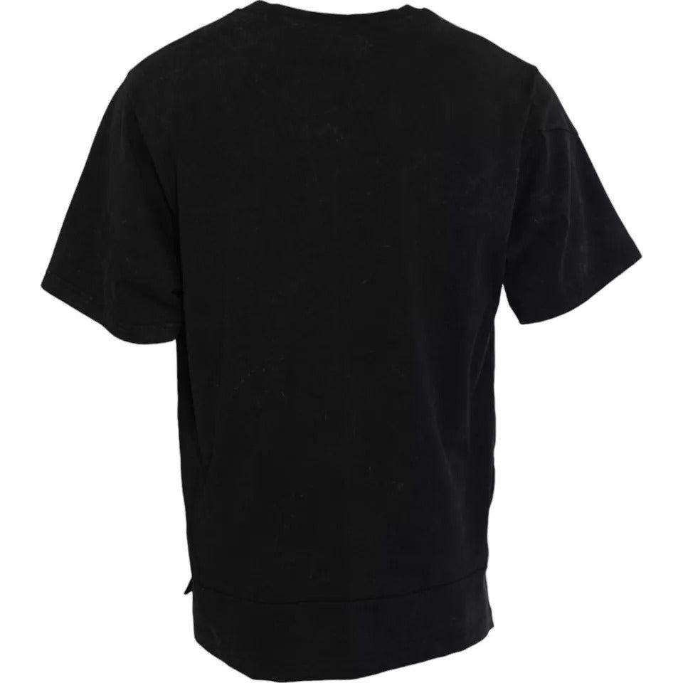 Dolce & Gabbana Black Graphic Print Cotton Crew Neck T-shirt Dolce & Gabbana