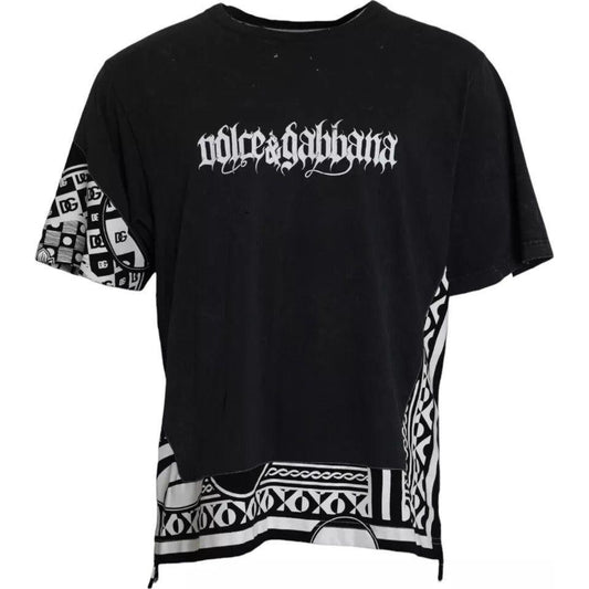 Dolce & Gabbana Black Graphic Printed Cotton Short Sleeves T-shirt Dolce & Gabbana