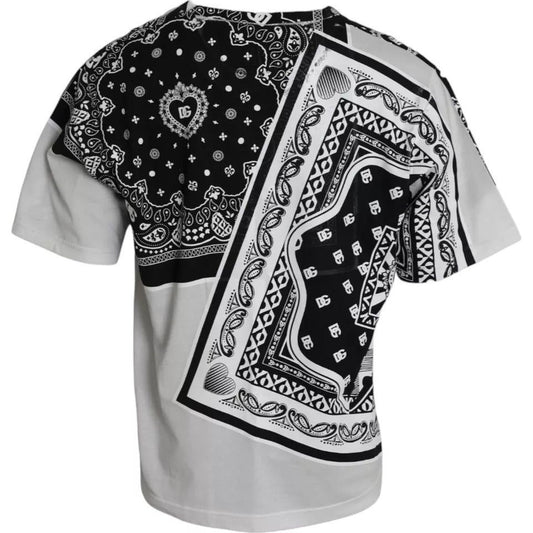 Dolce & Gabbana White Bandana Print Cotton Short Sleeves T-shirt Dolce & Gabbana