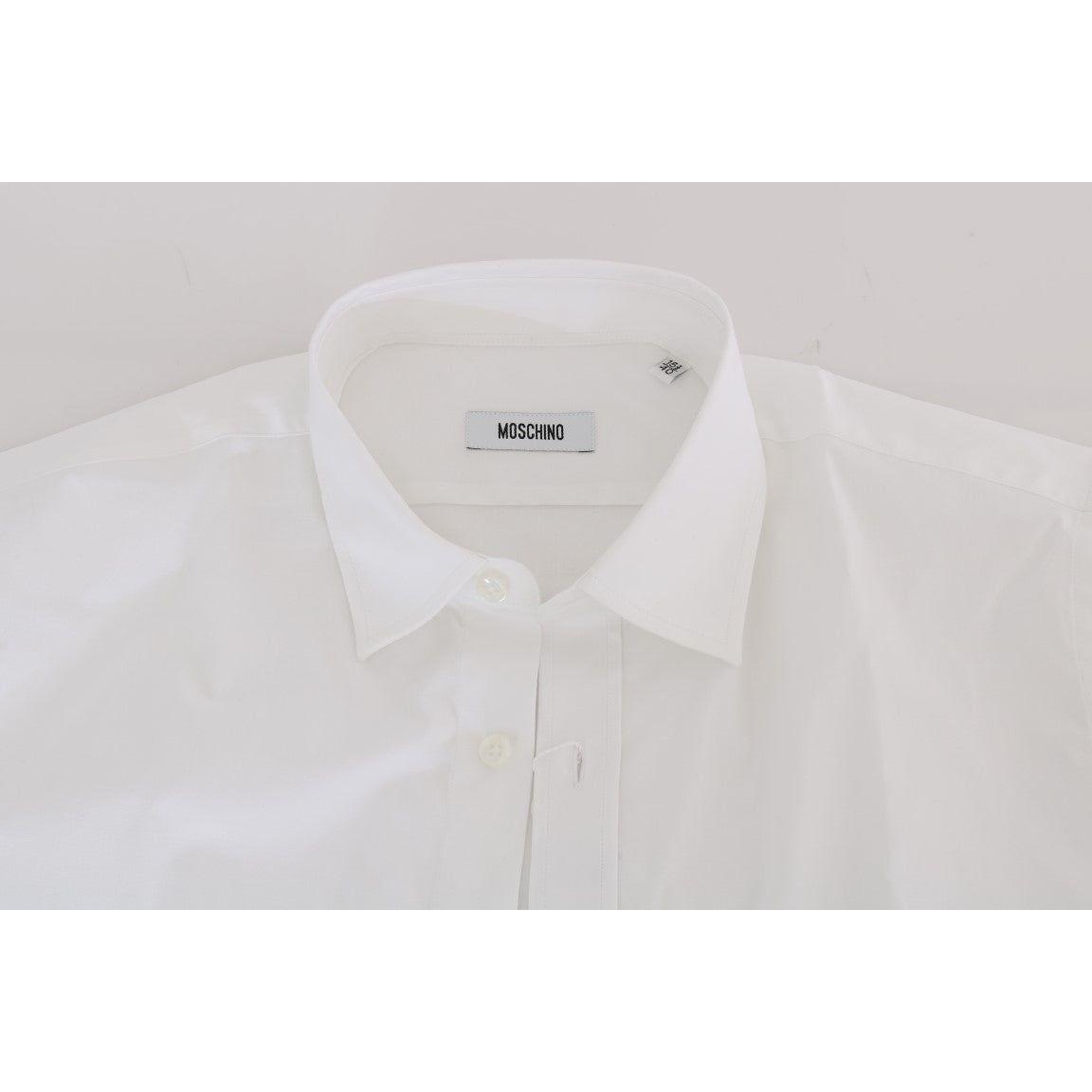 Moschino Elegant White Slim-Fit Cotton Shirt Moschino