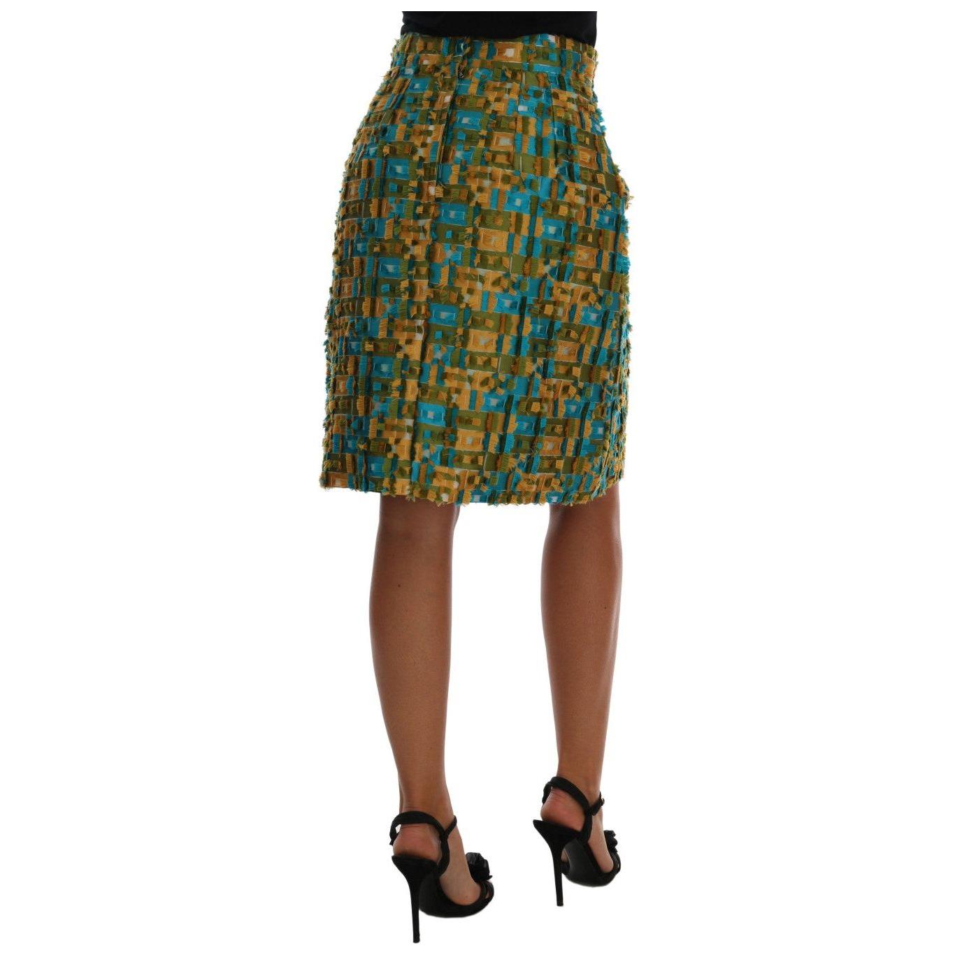 Dolce & Gabbana Elegant Green Jacquard High Waist Skirt Dolce & Gabbana