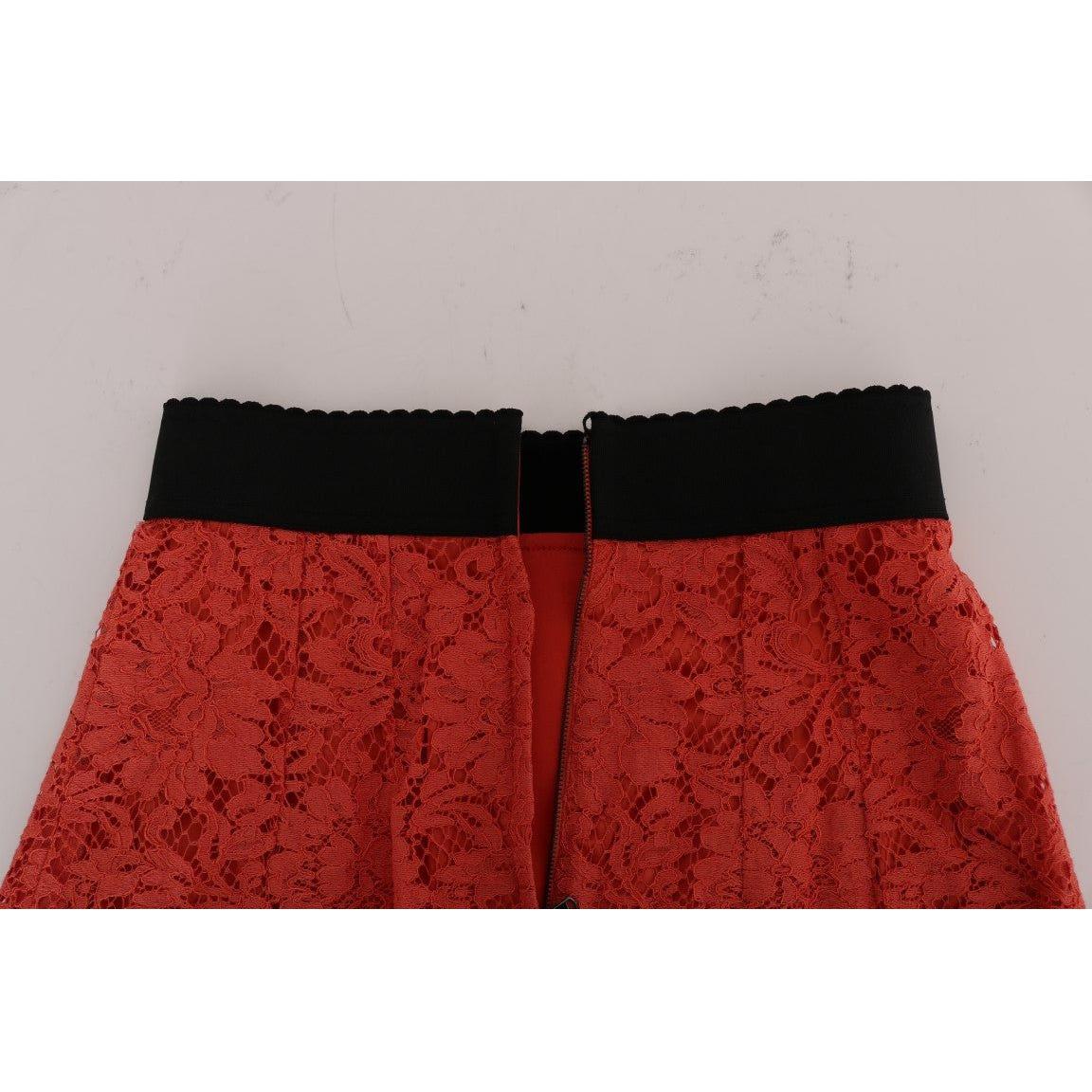 Dolce & Gabbana Orange Macramé Lace Pencil Skirt Dolce & Gabbana