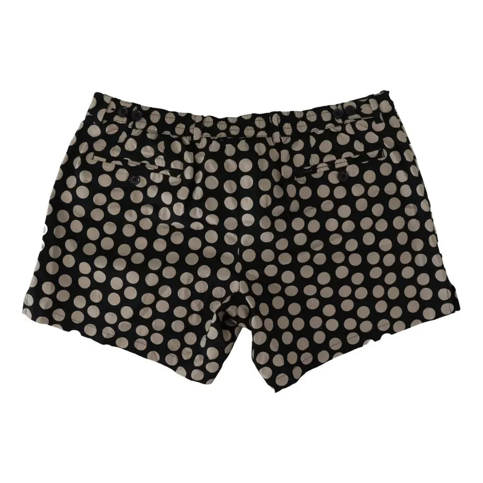 Dolce & Gabbana Black White Polka Dots Cotton Linen Shorts Dolce & Gabbana