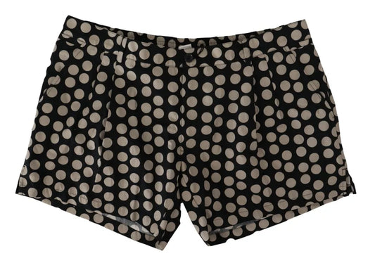 Dolce & Gabbana Black White Polka Dots Cotton Linen Shorts Dolce & Gabbana