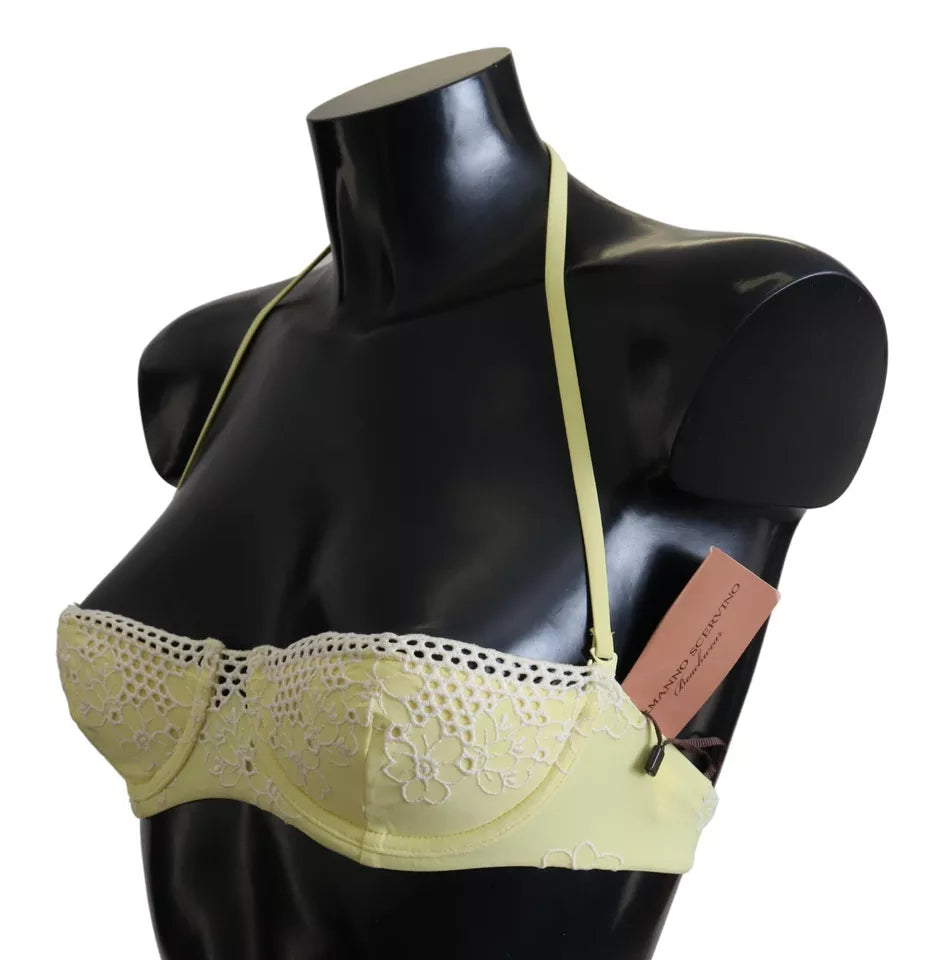 Ermanno Scervino Yellow Floral Halter Balconette Swimwear Ermanno Scervino