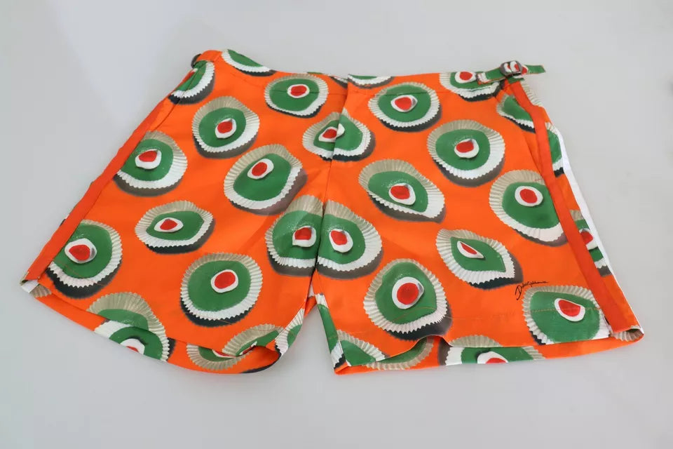 Dolce & Gabbana Orange Cupcake Beachwear Shorts Swimwear Dolce & Gabbana