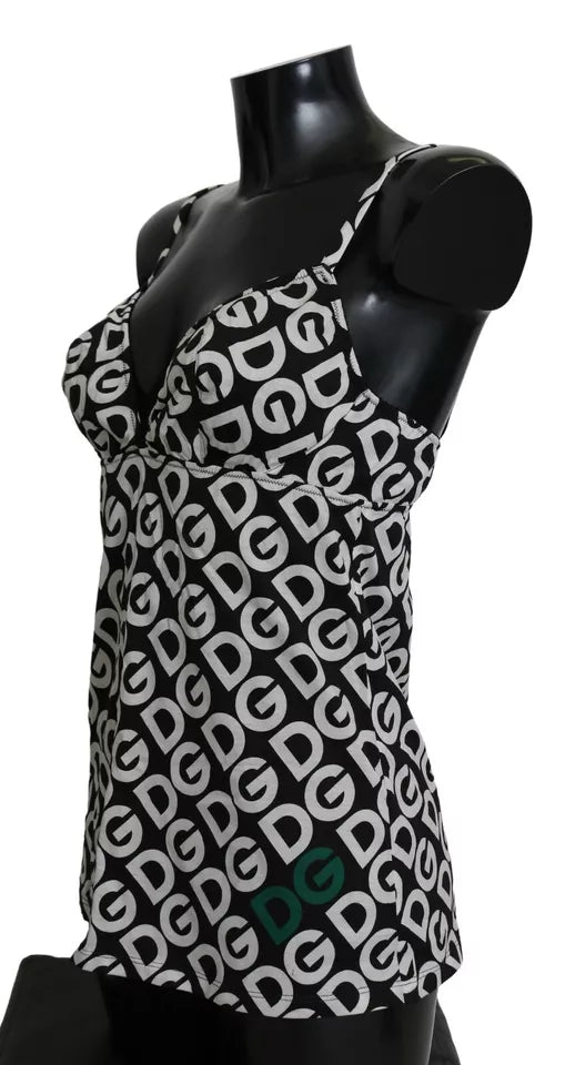 Dolce & Gabbana Black DG Mania Print Sleeveless Swimwear Dolce & Gabbana