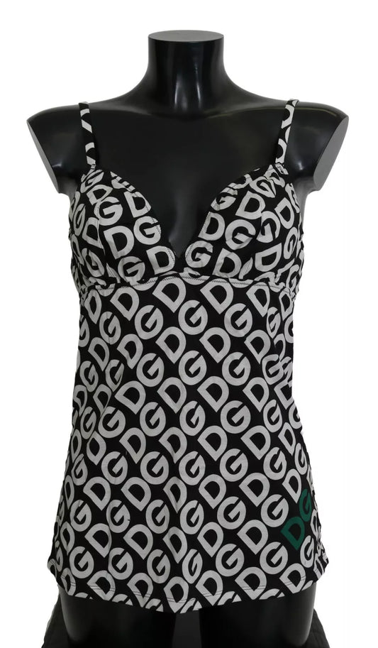 Dolce & Gabbana Black DG Mania Print Sleeveless Swimwear Dolce & Gabbana