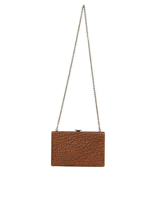 Dolce & Gabbana Brown Leather Gold Frame Clutch Mini Crossbody Bag Dolce & Gabbana