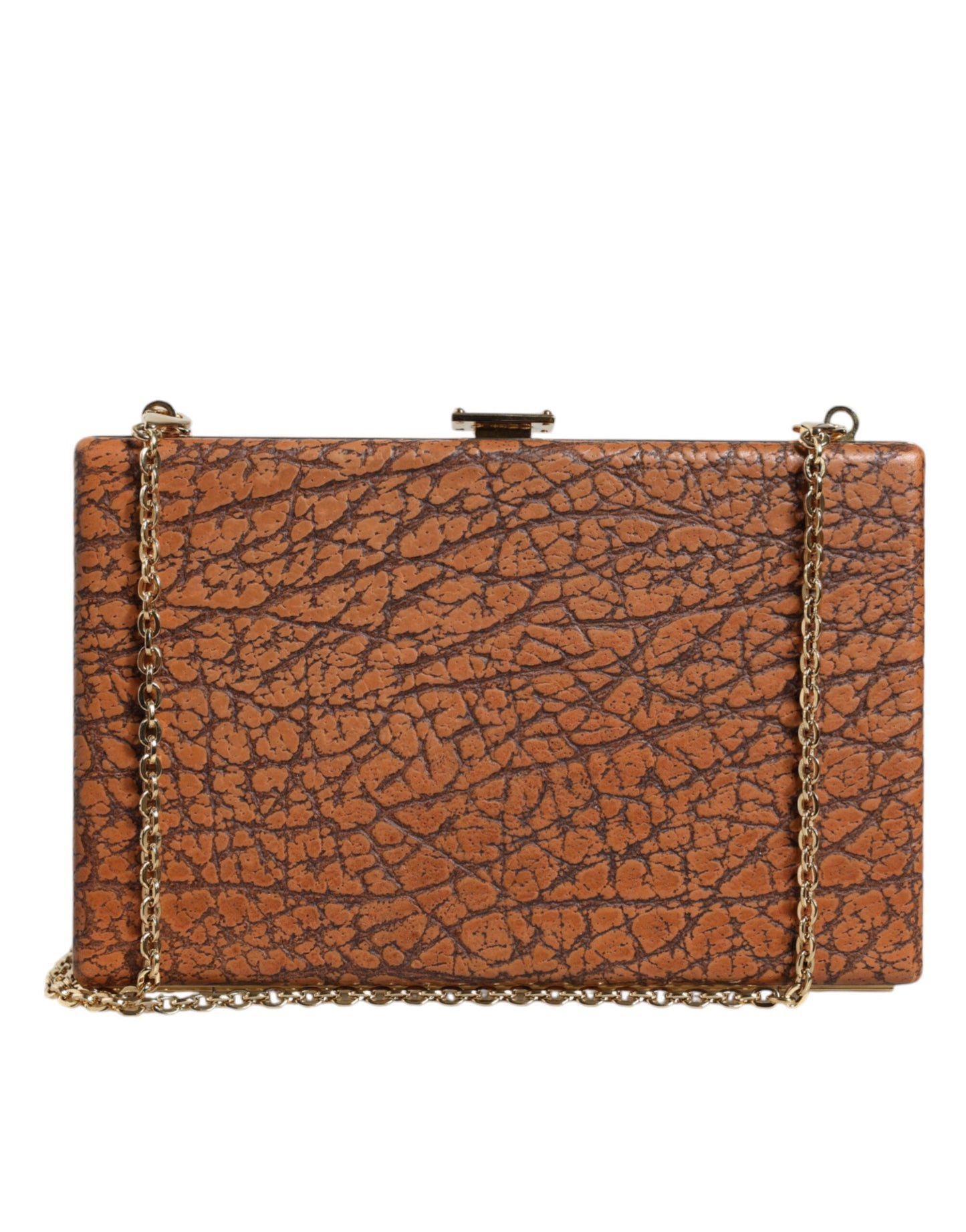 Dolce & Gabbana Brown Leather Gold Frame Clutch Mini Crossbody Bag Dolce & Gabbana