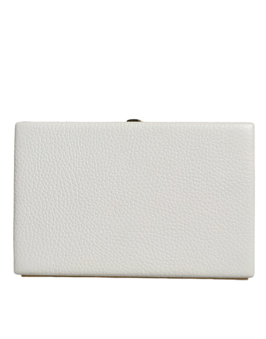 Dolce & Gabbana White Leather Gold Frame Clutch Evening Party Purse Bag Dolce & Gabbana