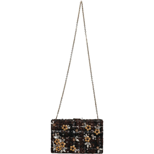 Dolce & Gabbana Multicolor Tweed Floral Clutch Evening Party Purse CrossBody Bag Dolce & Gabbana