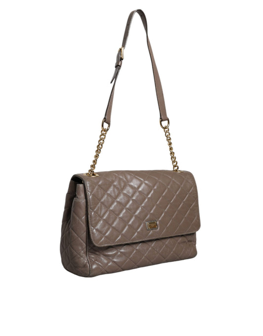 Dolce & Gabbana Brown Quilted Leather Shoulder Purse Satchel Bag Dolce & Gabbana