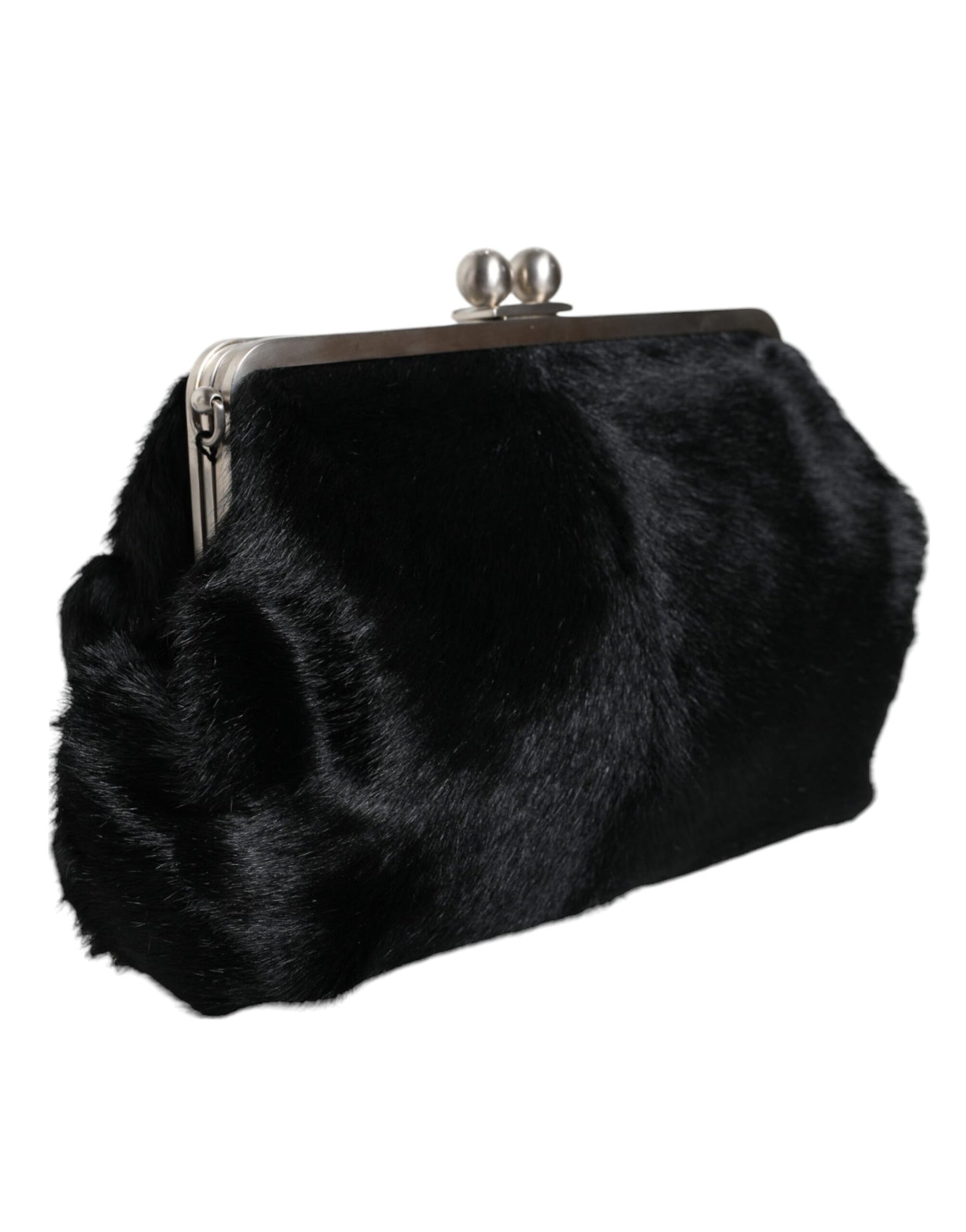 Dolce & Gabbana Black Fur Handbag Clutch Purse Pouch Bag Dolce & Gabbana